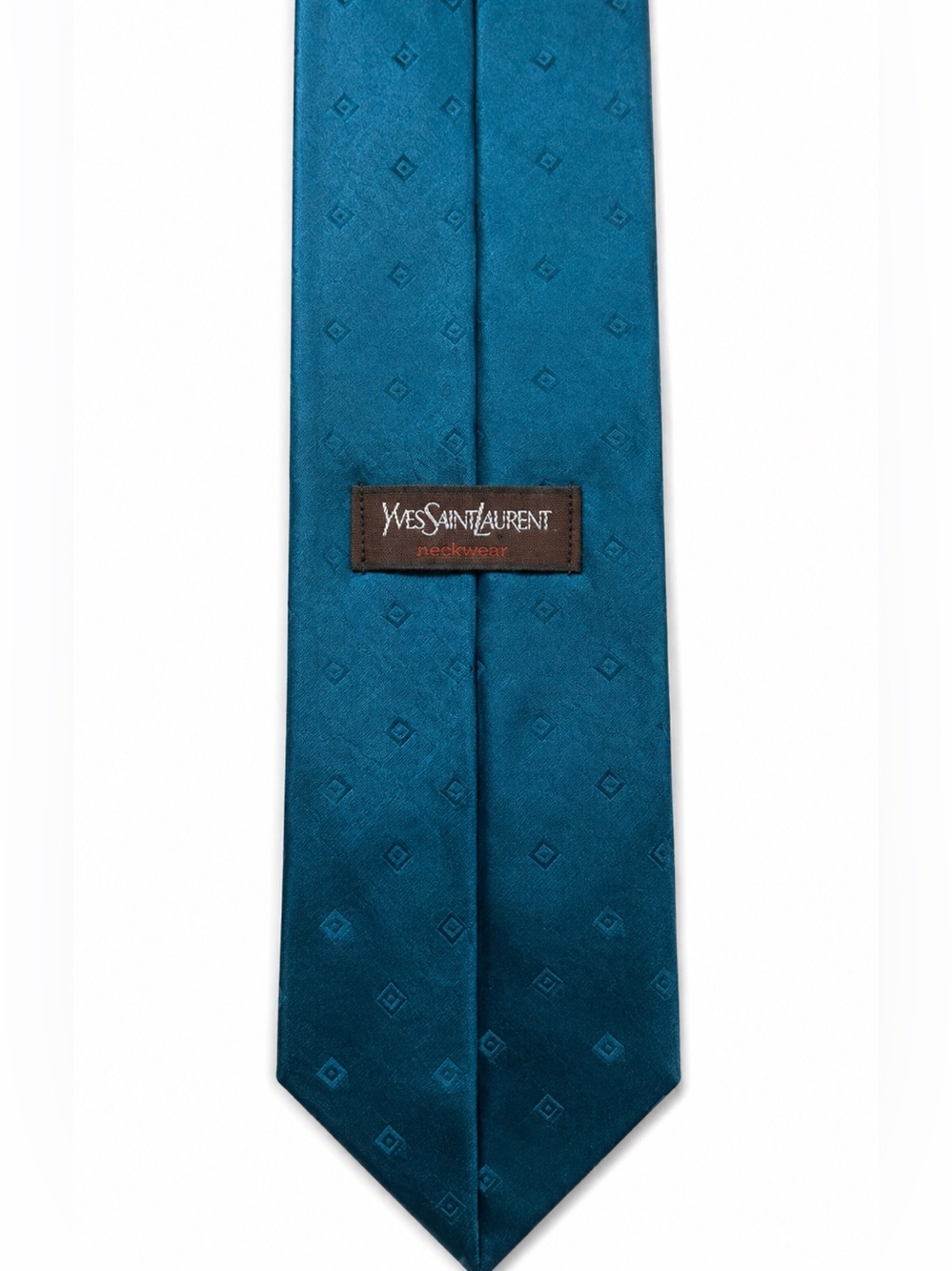 Yves Saint Laurent Teal Patterned Silk Tie